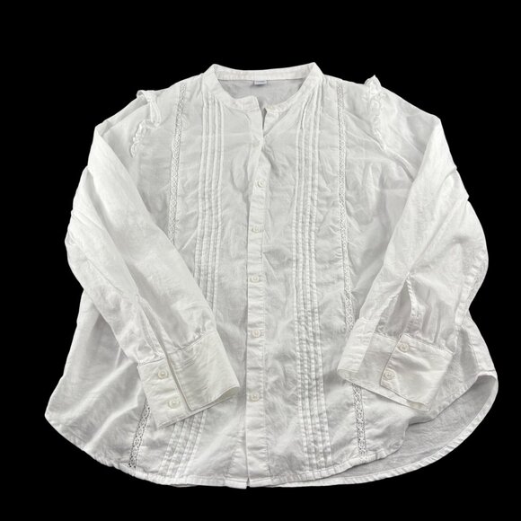 Old Navy Women's White Long Sleeve Button-Up Blouse size Medium - Picture 1 of 6